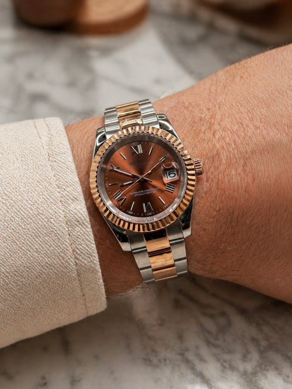 Datejust Silver Bronze Roman