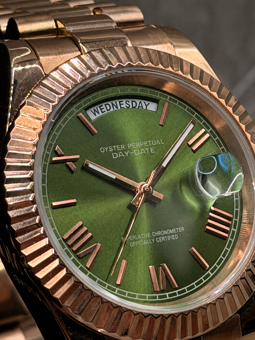 Datejust Daydate Rose Gold Green